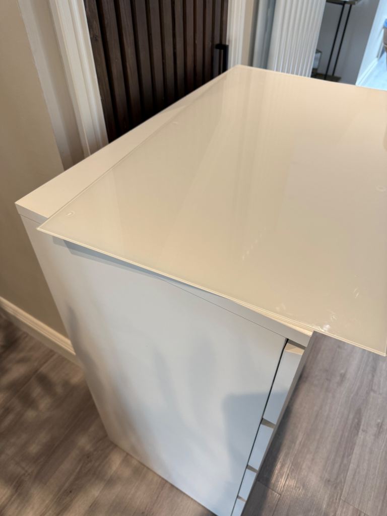 IKEA malm chest of drawers with glass top