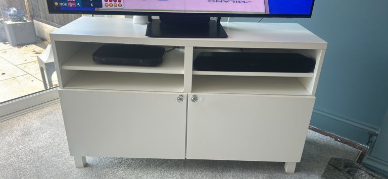 IKEA Besta White Tv Cabinet/Unit with Doors