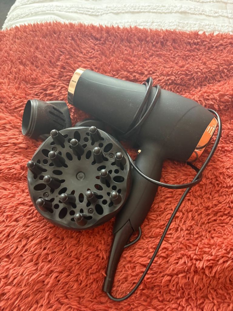 Hair Dryer with Diffuser & Nozzle – Good Condition