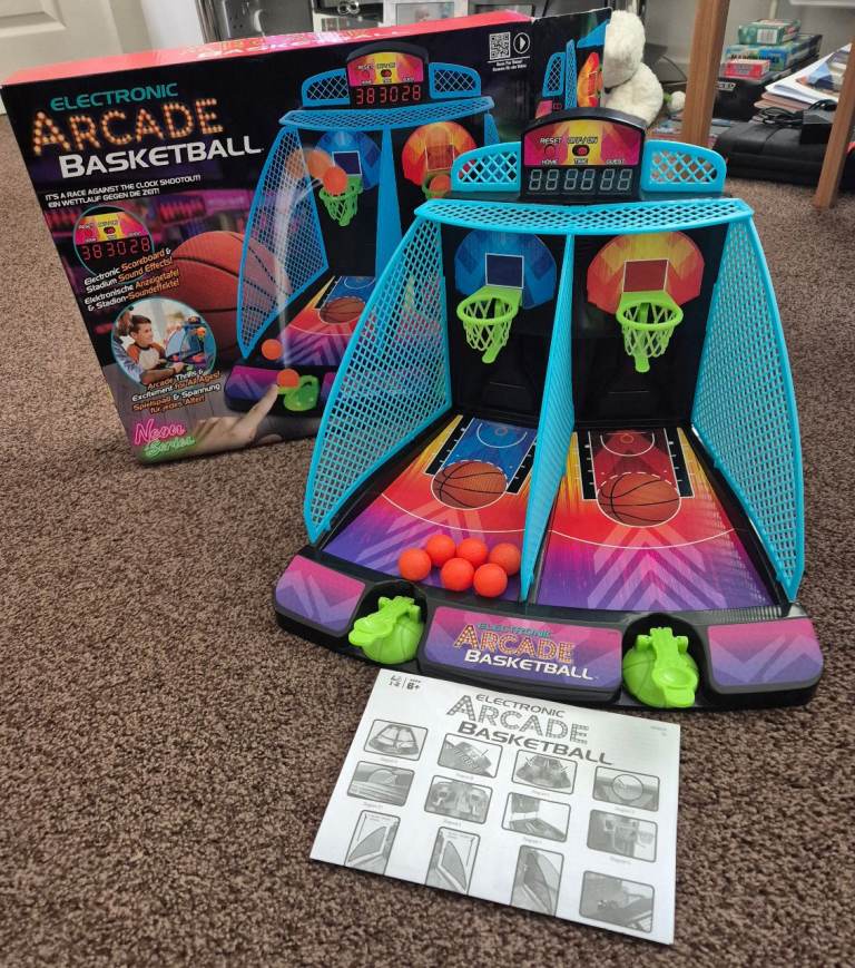 Electronic Basketball Arcade Game – Multicoloured, Good Working Order