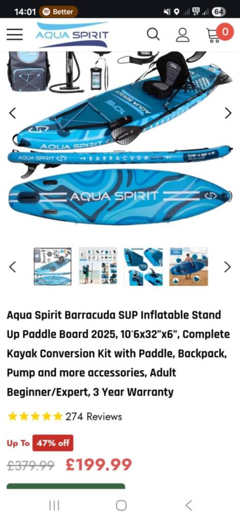 image for Inflatable stand up paddle board brandnew