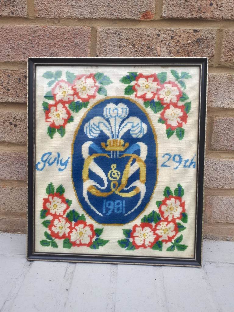 Rare 1981 Tapestry Signed Celebrating Charles and Diana 29th July 1981 Wedding