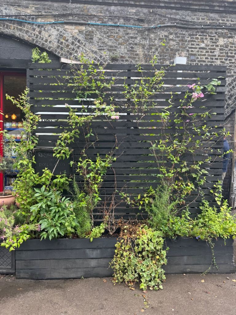 Black Wooden Garden Planter with Integrated Trellis