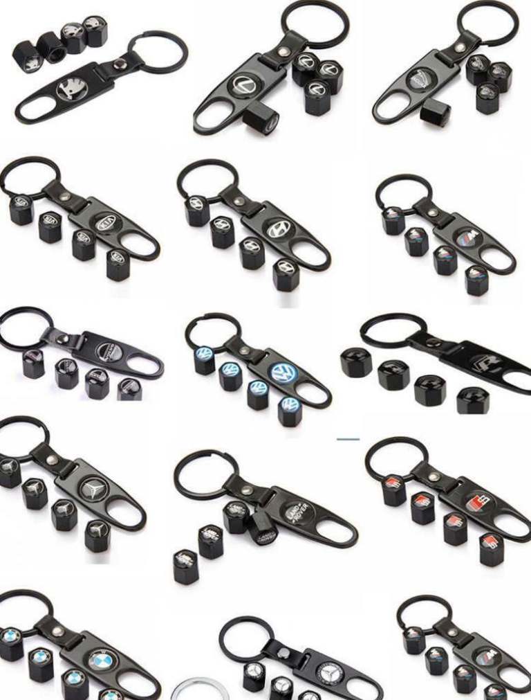 Audi bmw mercedes vw golf r sline m sport dust caps center caps keyring vlave tyre