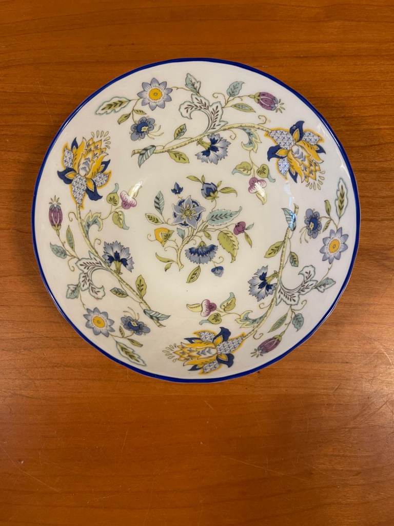 Bowl,Dessert,Minton Fine Bone China,Haddon Hall pattern(blue edge)fluted(5.25 inches)Swirl,Fife