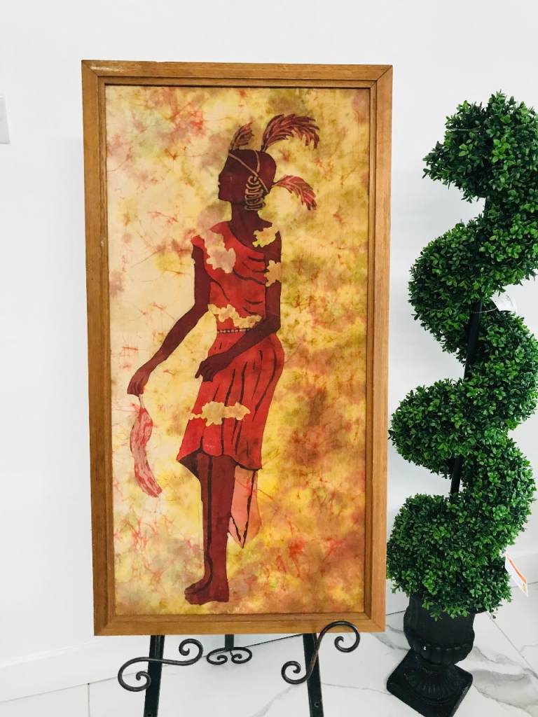 AFRICAN TRIBES LADY PAINTED ON TEXTILE