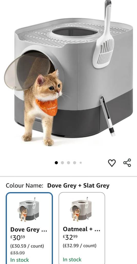 Feandrea Cat litter box with liD  RRP £30.59 brand new in box