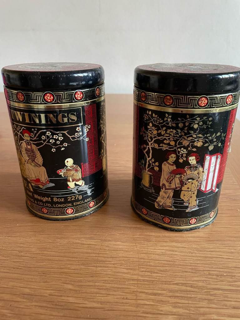 Chinese Pattern Tea Caddy Set Of 2 As New