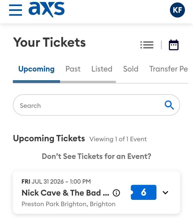 Six Nick Cave tickets - 31/07/26
