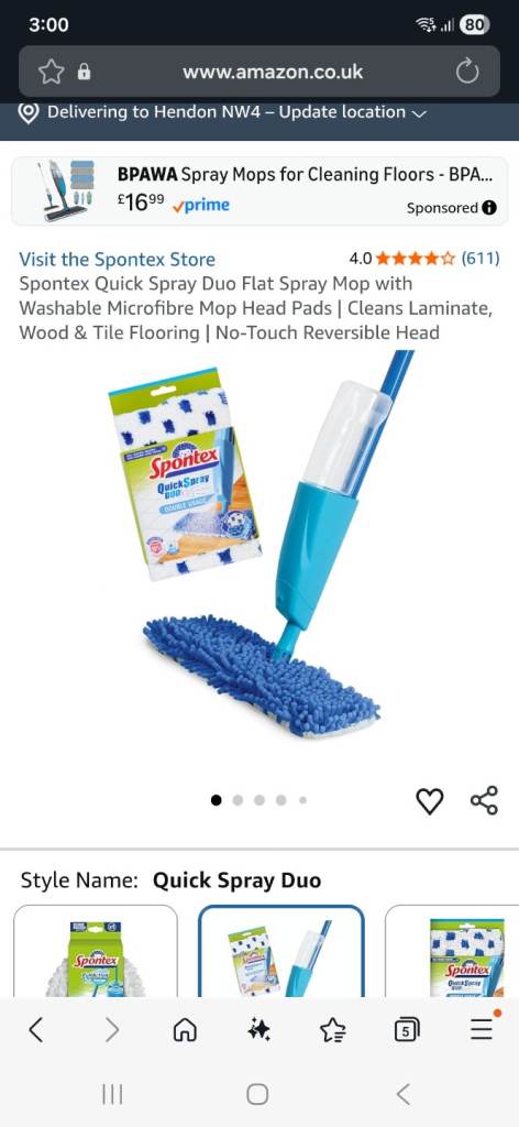 Spontex quick spray mop 