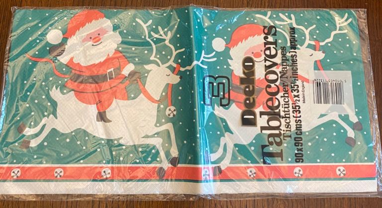3 VINTAGE CHRISTMAS TABLE COVERS IN A PACKET