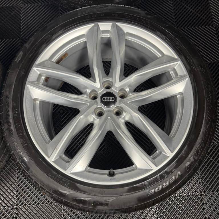 21'' GENUINE AUDI Q7 S LINE RS SILVER ALLOY WHEELS ALLOYS TYRES