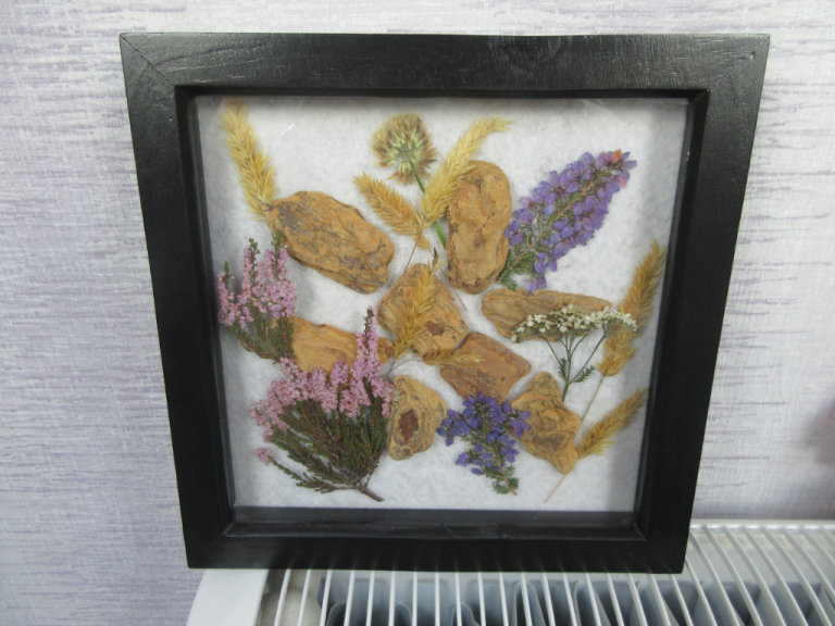 Picture Pressed Flowers & Grasses With Driftwood BRAND NEW