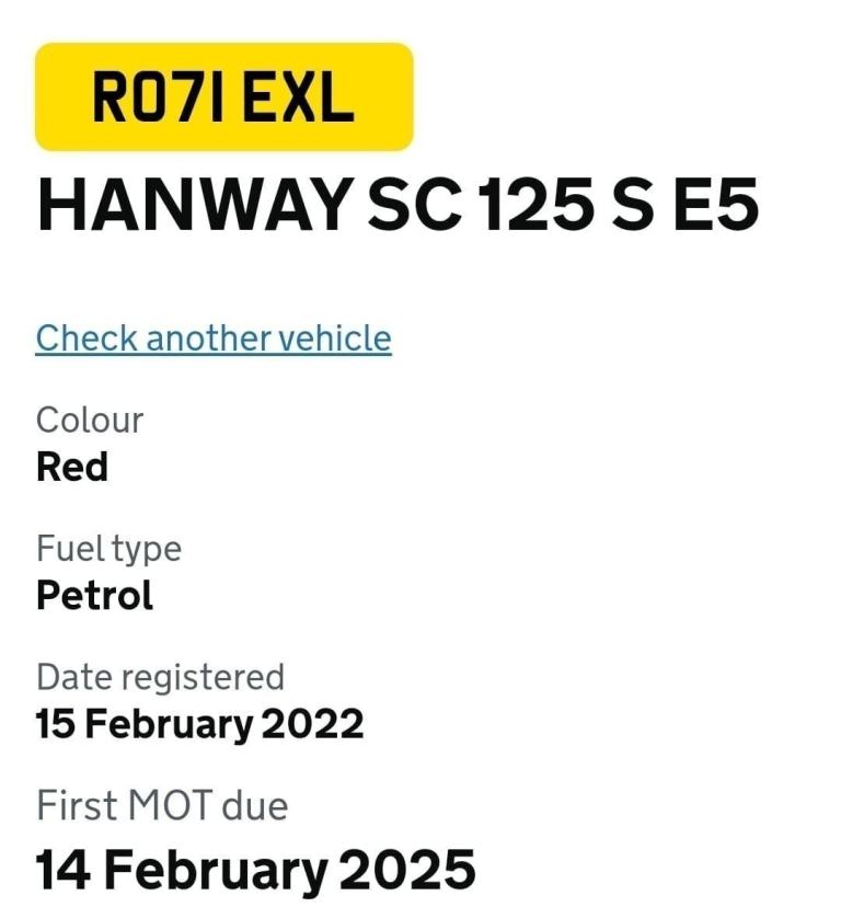 Hanway SC 125 2022 Low mileage