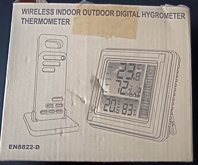 Wireless Indoor Outdoor Digital Hygrometer Thermometer EN8822-D