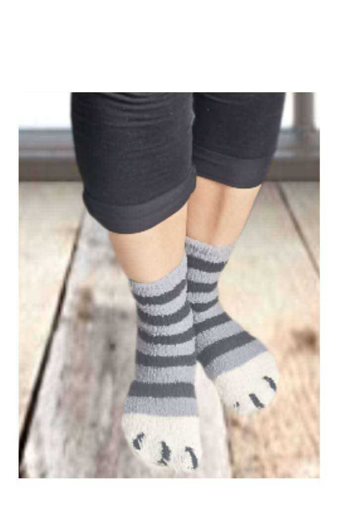 🇬🇧BNIP Cat Paws Slipper Socks With Grippers ..Anti-Skid Socks (Pack Of 4  Pairs)  UK 3-6 🇬🇧 