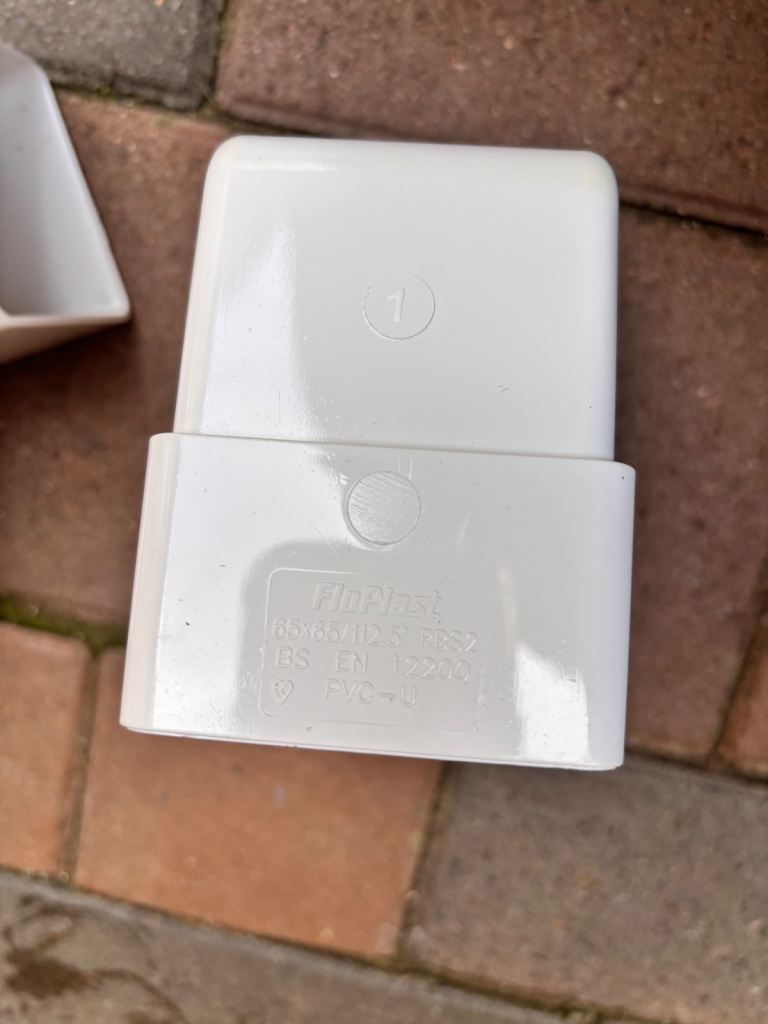 2 x Center Square 112.5deg Bend 65mm White downpipe Gutter (Marley Compatible)