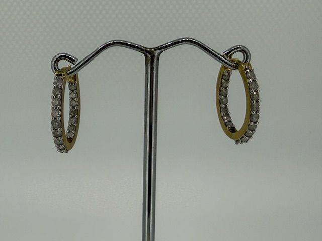 0.96ct Diamond Set 9ct Yellow Gold Hoop Earrings