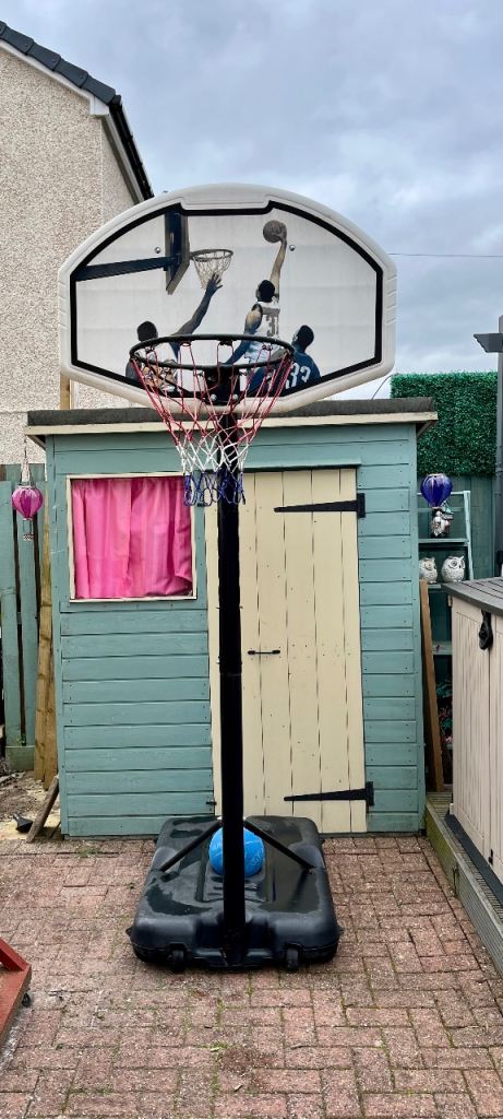 Adjusting basketball hoop