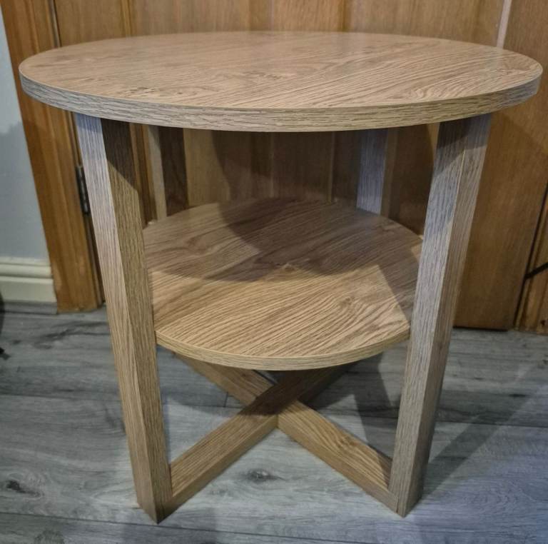 Side Table 2 Tier Oak Effect 