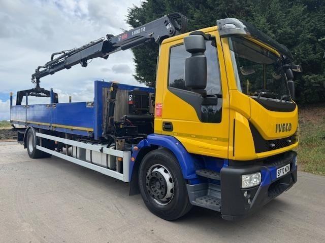 2020 70 Iveco Eurocargo 180-250 E6 alloy dropside Hiab 158 remote crane grab a/c