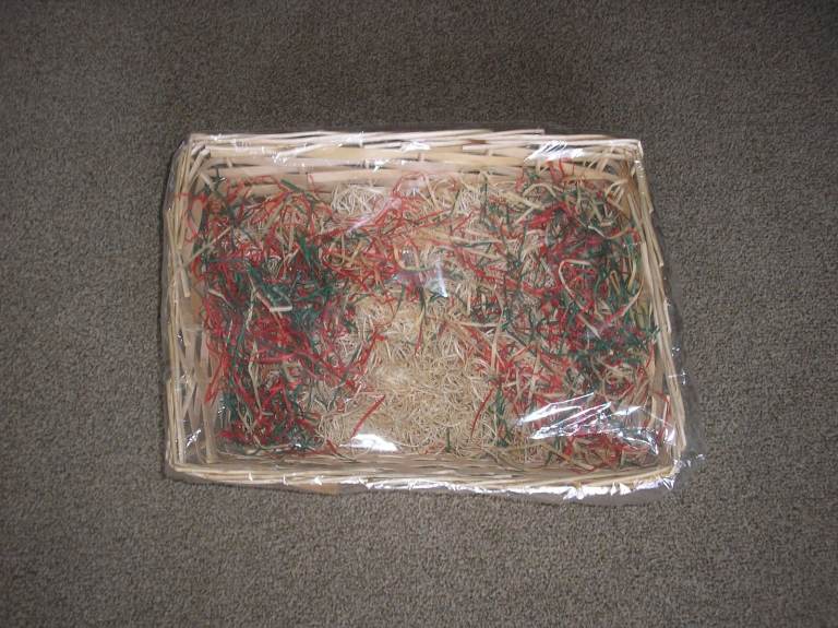 Natural Rattan Basket with Shredded Paper – As New
