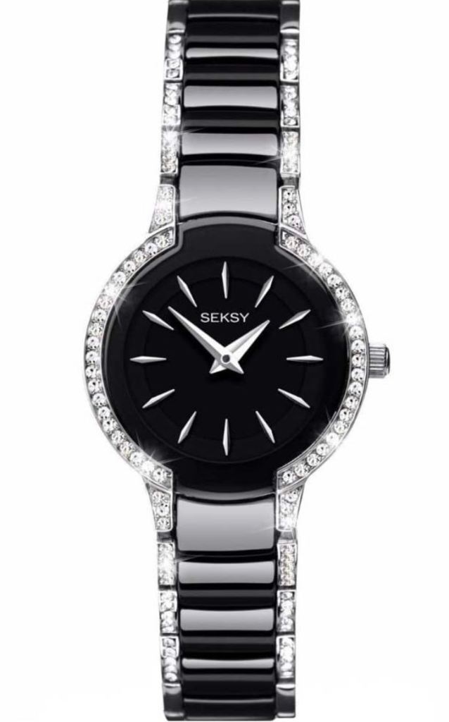 SEKSY Ladies' Entice Black Ceramic & Crystal Watch