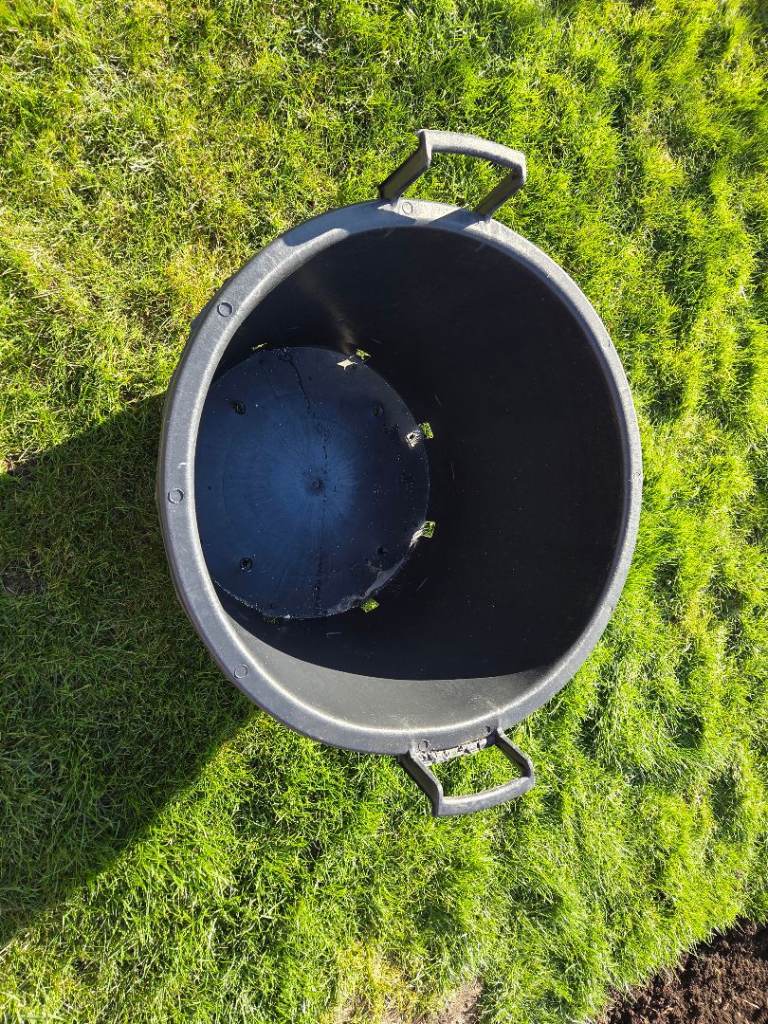 Heavy duty black plastic planter with handles
