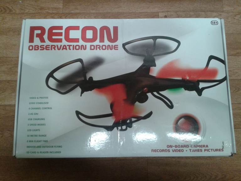 Recon observation drone, onboard camera, remote controller - untested/ spares.
