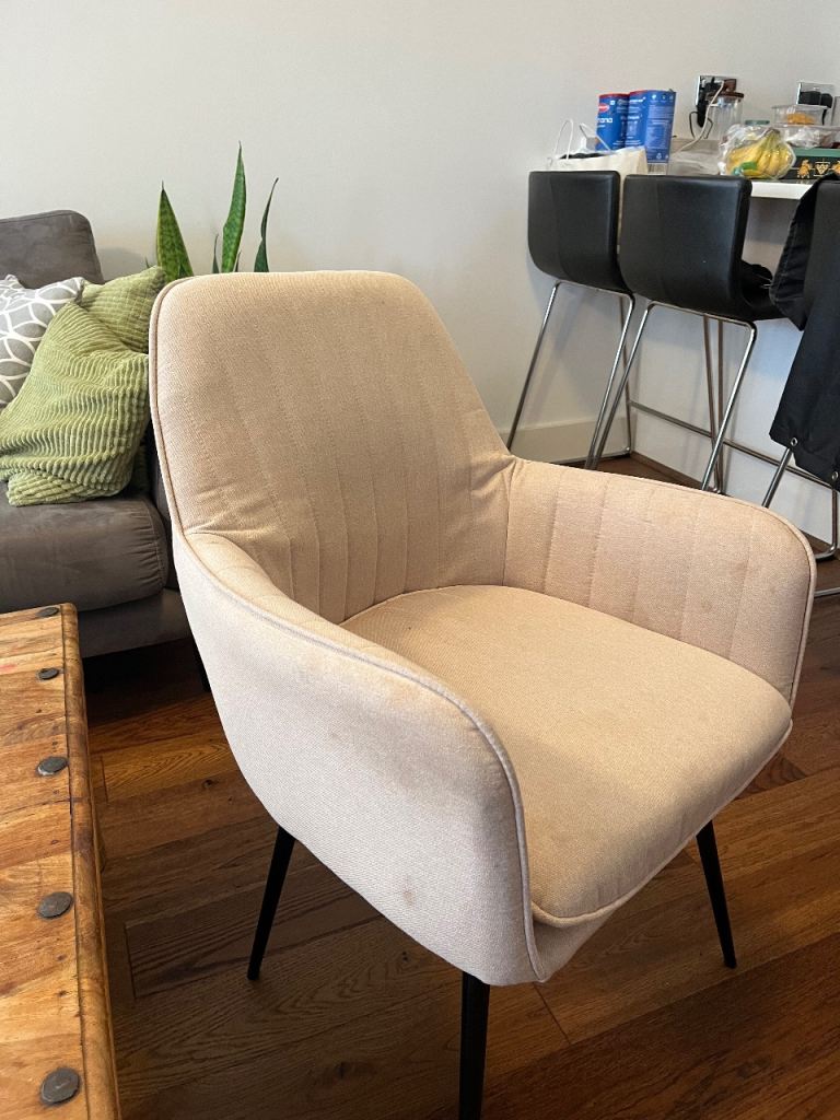 Set of 2 Beige Fabric Chairs