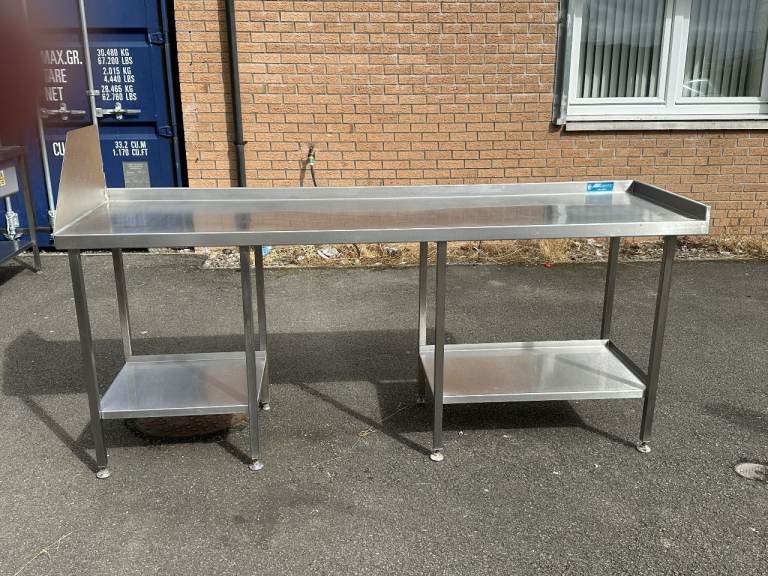 Stainless Steel Catering Prep Table with Shelves – Good Condition