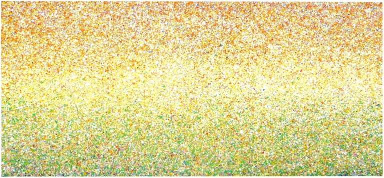 REALLY LARGE 244x112cm ORIGINAL MODERN CANVAS WALL ART LANDSCAPE SUNSET DOT PAINTING Free Delivery