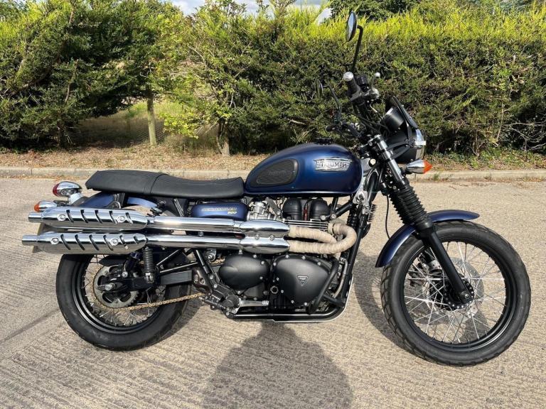 2015 15 TRIUMPH BONNEVILLE SCRAMBLER 865 BLUE CLASSIC 8k MILES TWIN ENDURO