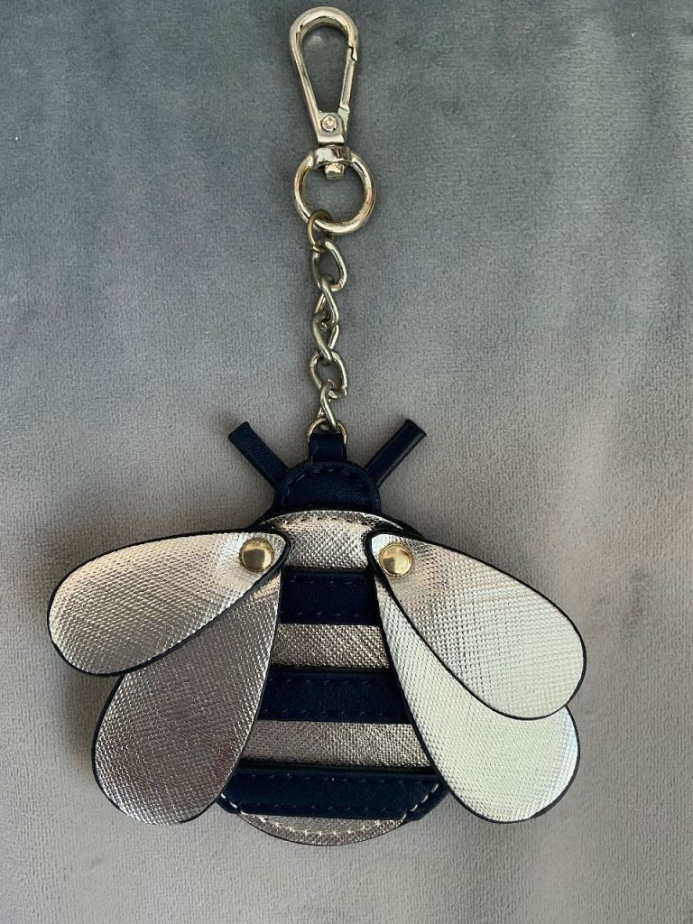 ’Accessorize’ Gold Black Faux Leather Bee Keyring Bag Charm - BRAND NEW