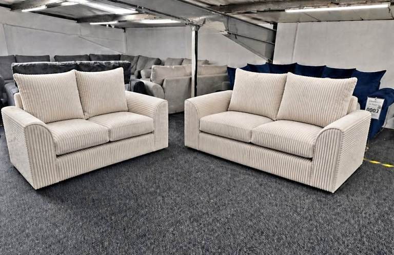 Brand New Beige Fabric Two-Seater Sofas