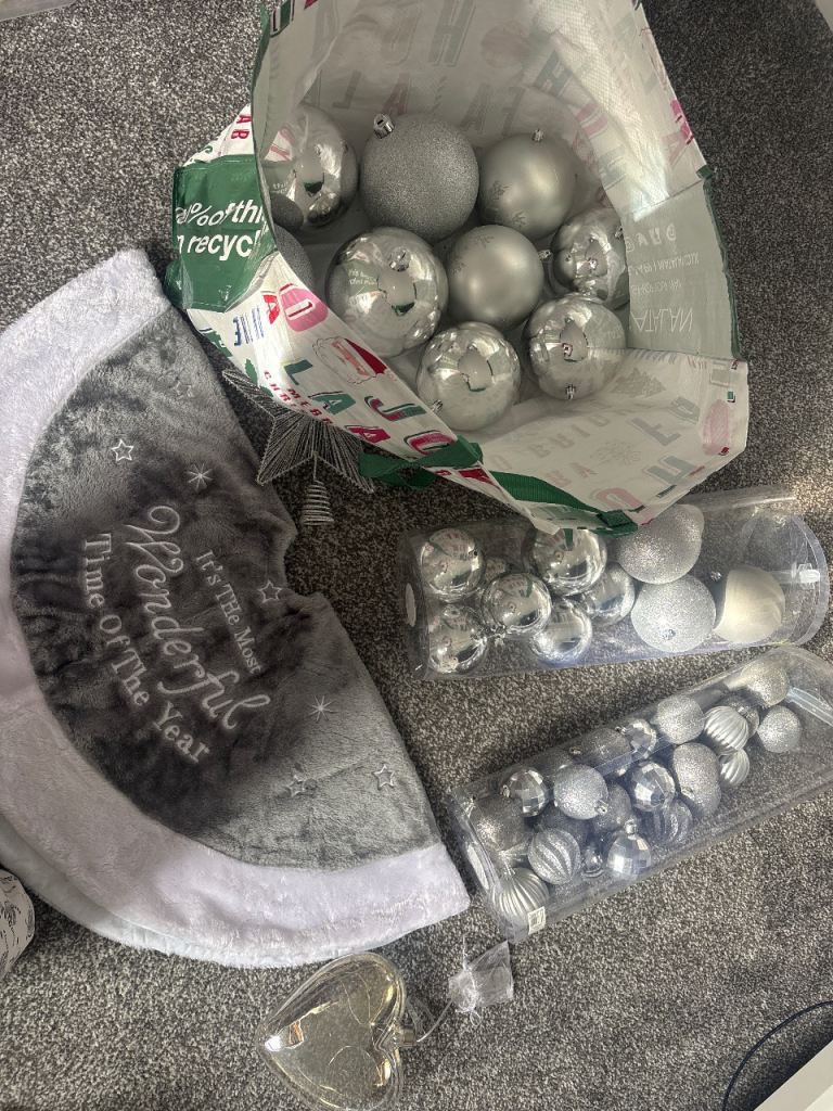 Selection of Silver Christmas Baubles - Various Styles