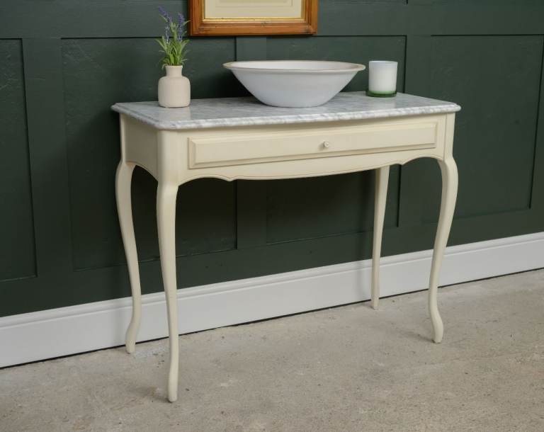Laura Ashley Provencale Console Table with Marble Top - Ivory