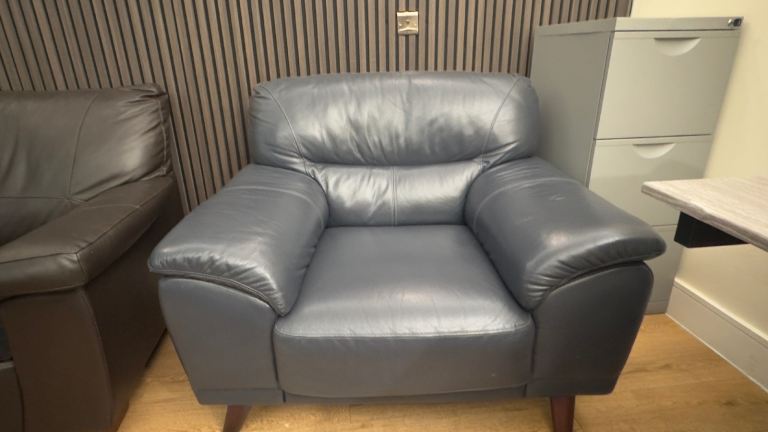 DFS Leather Chair in Navy