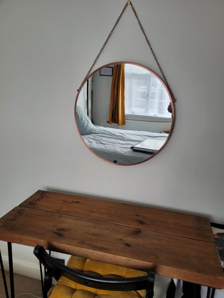 Large Round wall mirror bronze modern