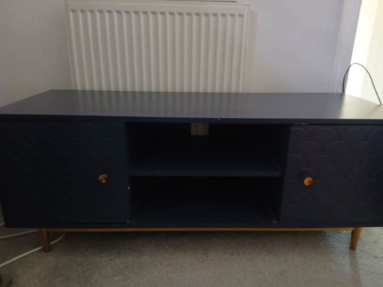 Navy blue art deco style TV cabinet 