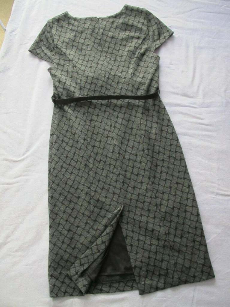 Dress in geometric square pattern in black and grey by Country Casuals.