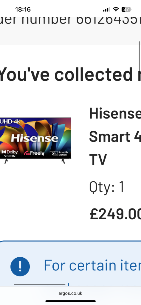 50” Hisense smart tv
