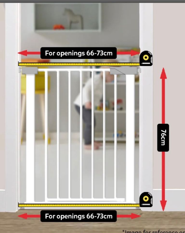 Kuvasz Narrow Stair Gate 66-73cm x H76cm | Pressure Fit | Suitable for Doors & Stairs | White