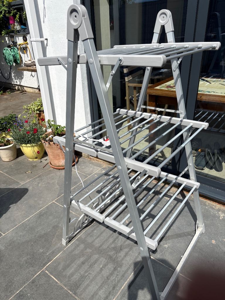 John Lewis Grey Heated Clothes Airer - Foldable Metal Frame, Good Condition