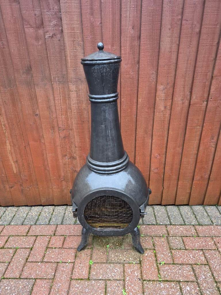 OUTDOOR CHIMINEA GARDEN PATIO LOG BURNER WOOD FIRE HEATER CAST IRON chimney