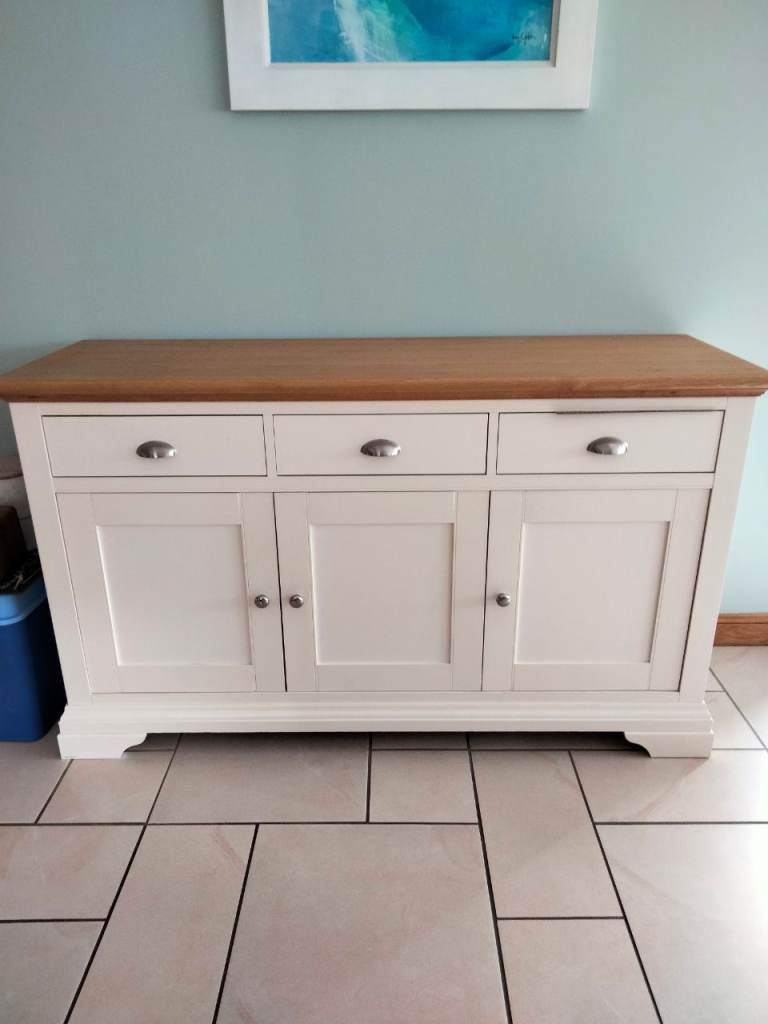 Cream Wooden Sideboard with Oak Top – Excellent Condition