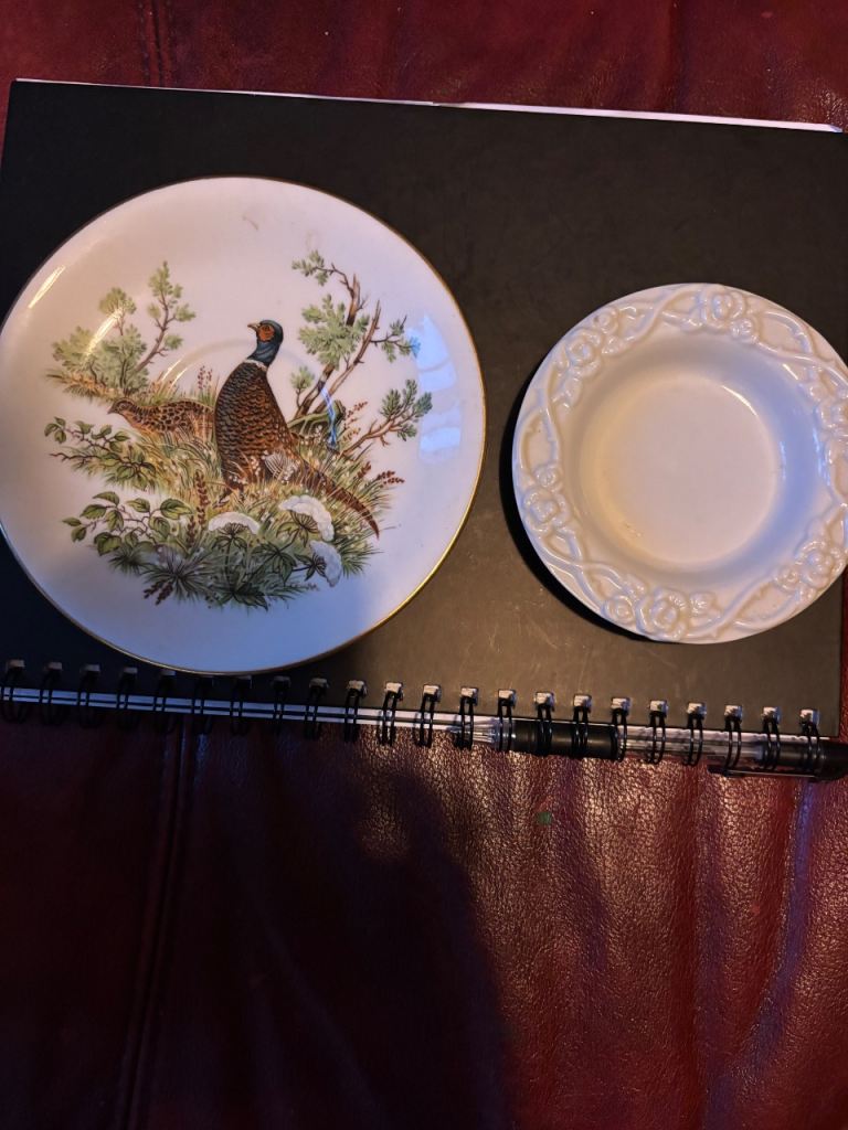 Elisabethan Staffordshire Game Bird Plate and Small Bowl
