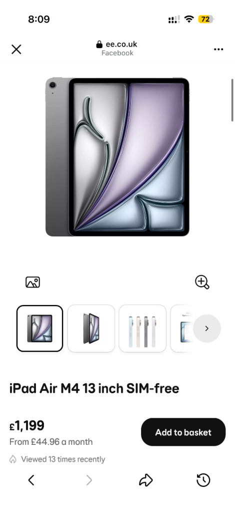 Apple iPad Air M4 13 inch SIM-free brand new 256gb 