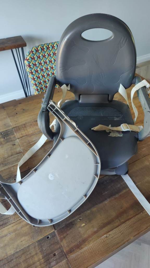 Baby Booster Seat with Tray – Grey, Good Condition
