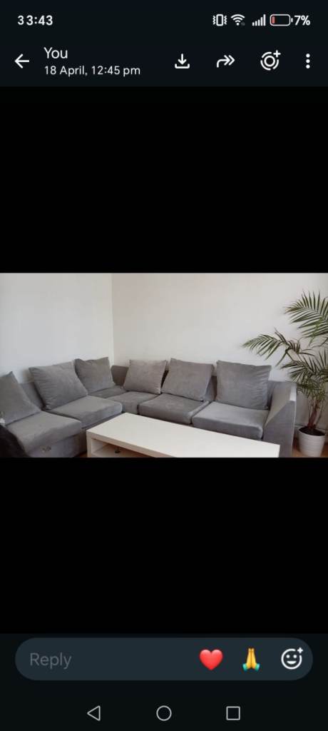 Grey Corner Sofa with Cushions – Good Condition, £150.00 for Sale